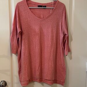 Tahari Women's (Heather) Pink 3/4 Sleeve Top